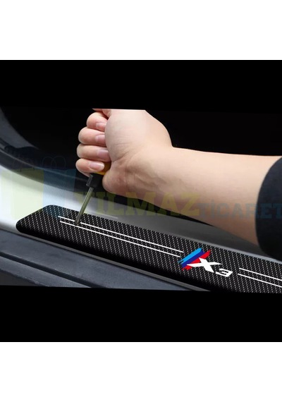 Bmw M Logo X3 Arma Karbon Kapı Eşiği Koruma Oto Sticker 4 Parça