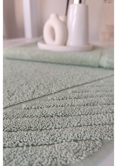 2'li Diyagonal Çizgili Ayak Havlusu Seti - %100 Pamuk Havlu Takımı - 50x70 Cm - Yeşil Yesıl Yeşil
