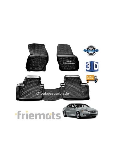 Volvo S80 3D Havuzlu Paspas Siyah 2006 - 2016 Arası Friemats N11.19401