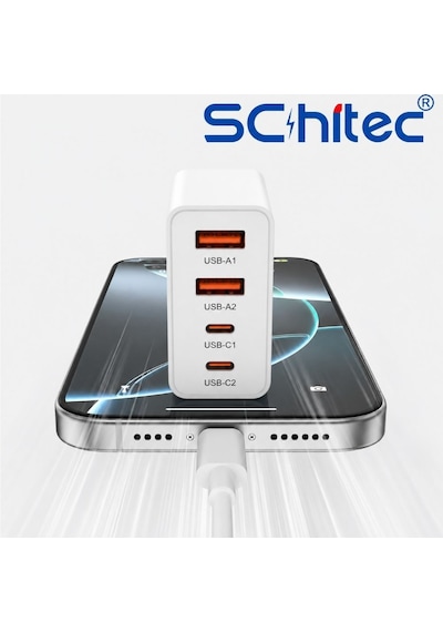 Schitec 100w 4 Çıkışlu 2 Type-c + 2 Usba Qc 3.0 Süper Hızlı Şarj Adaptörü Başlığı Hg/ta-106eu