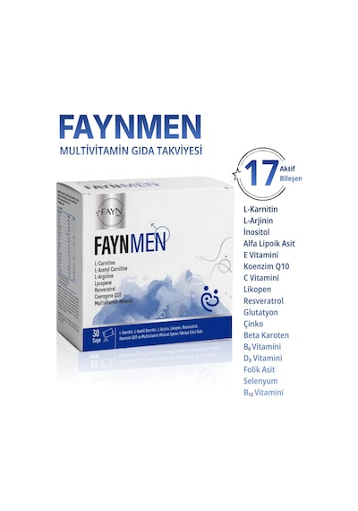 FAYNMEN L-Karnitin, L-Arjinin, Koenzim Q10 ve Multivitamin 30 Saşe Takviye Edici Gıda