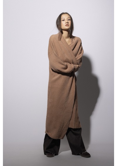 Avrile Uzun Triko Hırka Camel