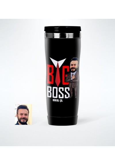 Kişiye Özel Bay Big Boss Karikatürlü Çelik Termos Bardak - 5