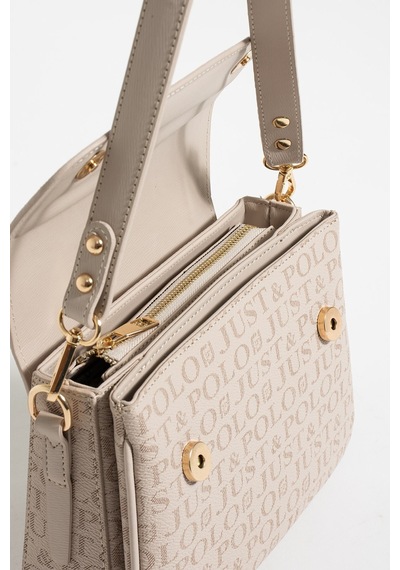 Just Polo Kadın Taş Baskı Desenli Kolon Askılı 3 Bölmeli Omuz Çantası 23x16cm Mds2184 15344472