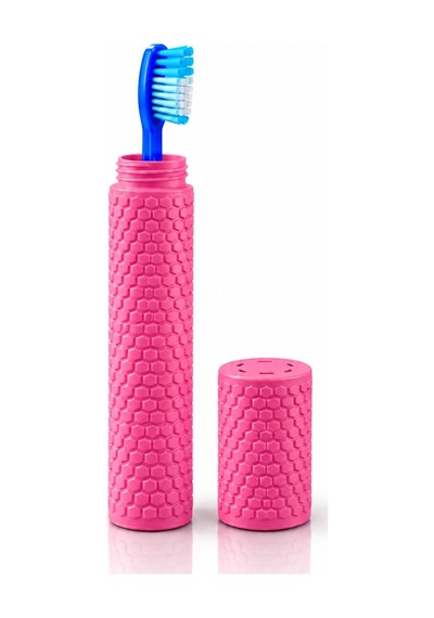 Taşınabilir Seyahat Tipi Geçmeli Kapak Diş Fırçası Saklama Kabı - Hijyenik Koruma Kutusu - Pembe Diğer