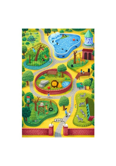 Kartela Halı Hayvanat Bahçesi Kaymaz Taban Çocuk Oyun Halısı - 120 x 180 CM