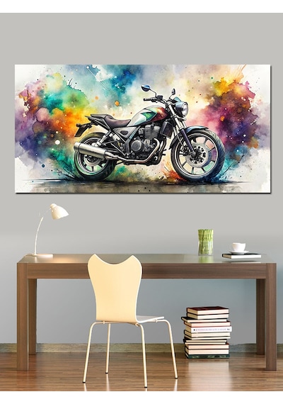 Kanvas Tablo Renkli Sanatsal Motosiklet