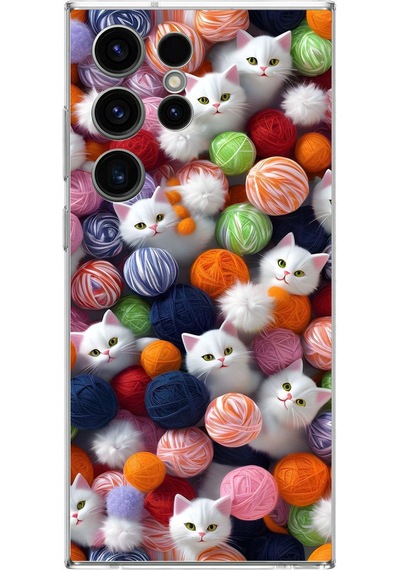 Samsung Galaxy S23 Ultra Uyumlu Renkli Kediler Baskılı Silikon Kılıf