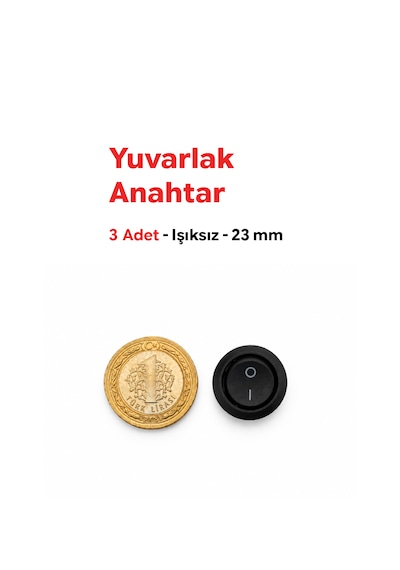 Yuvarlak Anahtar On-off 2 Pin 23 Mm Siyah Işıksız Aç Kapa Switch Mini Buton 6a 220v Ac - 10a 125v Ac