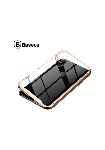 Baseus Apple Uyumlu iPhone Xs Max Arkasi Cam Manyetik Metal Frame Kilif 119550739 - Renk / Gümüs