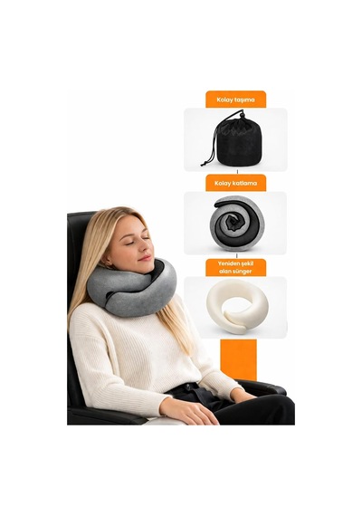 Ortopedik Spiral Boyun Destekli Seyahat Yastığı%100 Ortopedik Visko Genel
