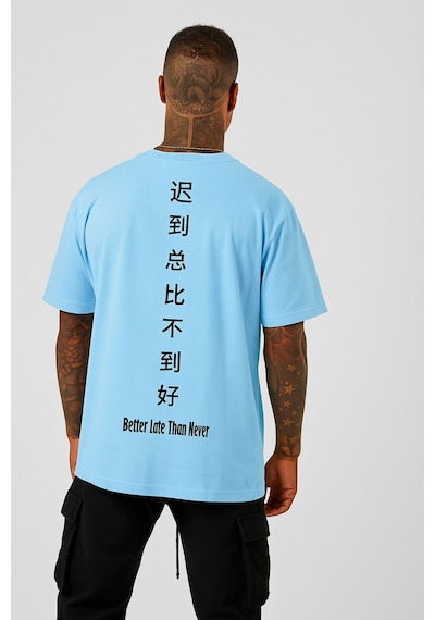 Çince Baskılı T-shirt Bebe Mavisi
