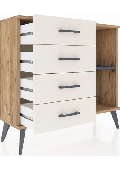 Arges Şifonyer Tek Raflı 4 Çekmeceli 88x30x80 Çam-antrasit/aytaşı Antrasit/aytaşı Arges Şifonyer Tek Raflı 4 Çekmeceli 88x30x80 Çam-antrasit/aytaşı Antrasit/aytaşı
