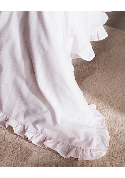 Madame Coco Julien King Size %100 Pamuk Fırfırlı Nevresim Takımı - Pudra 8684427124208 Pudra