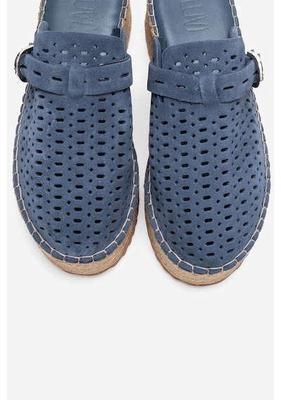 Luvishoes Louıs Kot Mavi Süet Hakiki Deri Burnu Kapalı Hasır Dolgu Taban Terlik Mavi