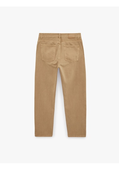 Koton Normal Bel Pamuklu Vintage Straight Fit Jean Pantolon Bej 7wam40059nd Ekru