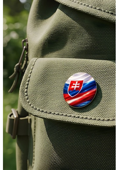 Slovakya Slovakia Abstract Ülke Bayraklı Buton Rozet - 44 MM 5 Adet Çok Renkli