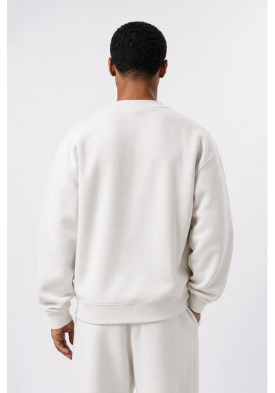 Erkek Respire Basic Oversize Sweatshirt Ekru