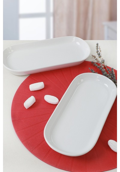 Keramika Beyaz Noyan Kayık Tabak 28 Cm 2 Adet