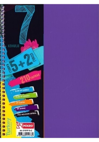 Mikro Ayraçlı Defter A-4 210 Yaprak 5+2 2 Adet
