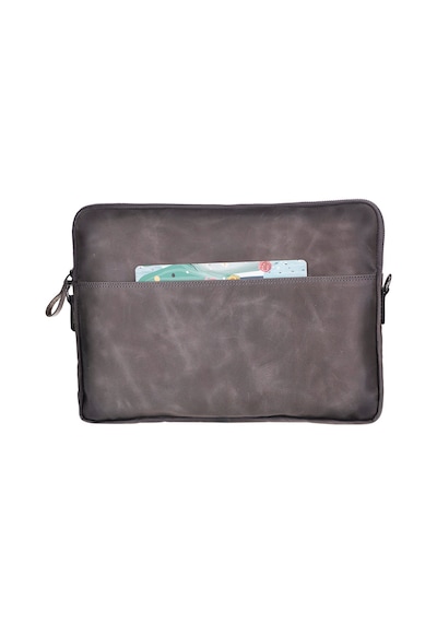 Bloomsleeve Leeds 16" Ash Gray Hakiki Deri Laptop & Tablet Kılıfı Gri