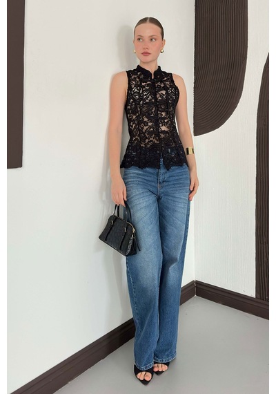 Verymoda Dantel Yelek D3047 Siyah
