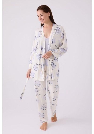 Pierre Cardin Kadın Mavi 3lü Pijama Takımı Pc8885-s-v1 Mavi