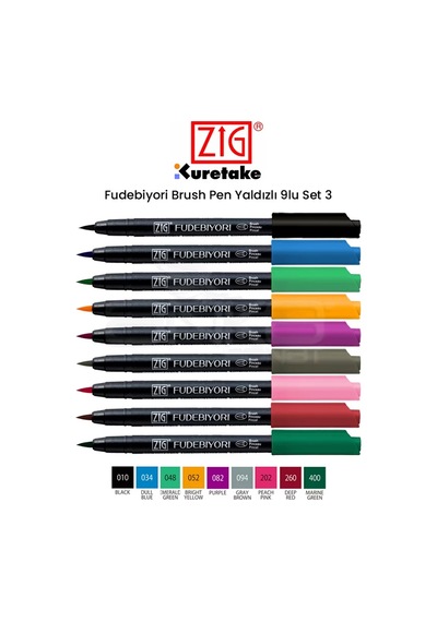 Zig Fudebiyori Brush Pen 9lu Set 3 Çok Renkli