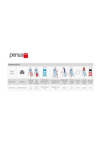 Doğrular Çift Çıkışlı 5+5 Metal Merdiven MCG12505