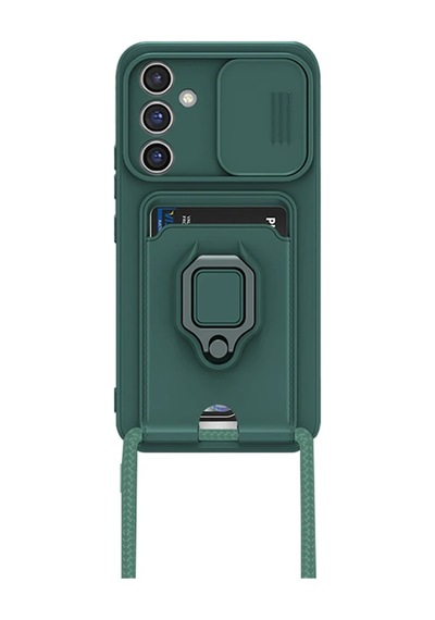 Samsung Galaxy A16 5g Kılıf Zuma Kartvizitli Yüzüklü Silikon - Yeşil 0.2M-Çok Renkli