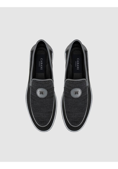 Cabani Triko Detaylı Siyah Erkek Loafer