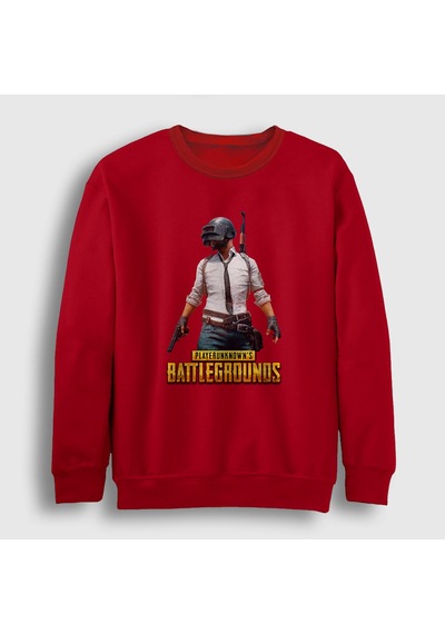 Presmono Unisex Cover Pubg Sweatshirt Kırmızı