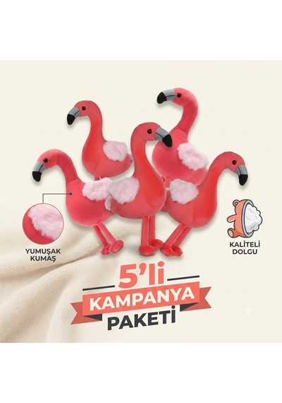 5 Adet Hawaii Flamingo Peluş Oyuncak 25 Cm Yumuşak Uyku Arkadaşı Parti Süsü Kampanya Paketi Set Kırmızı