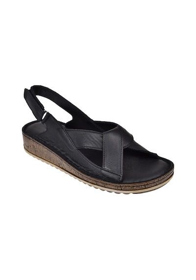 Castle Black Hakiki Deri Comfort Kadın Sandalet Cb-22354 Siyah