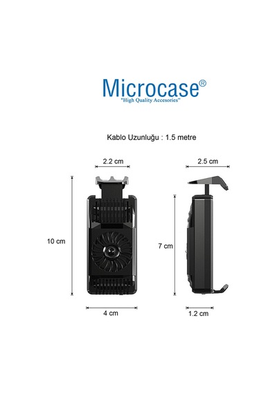 Microcase 4.7 - 6.5 inç Telefonlar için Ledli Soğutucu Fan AL2657