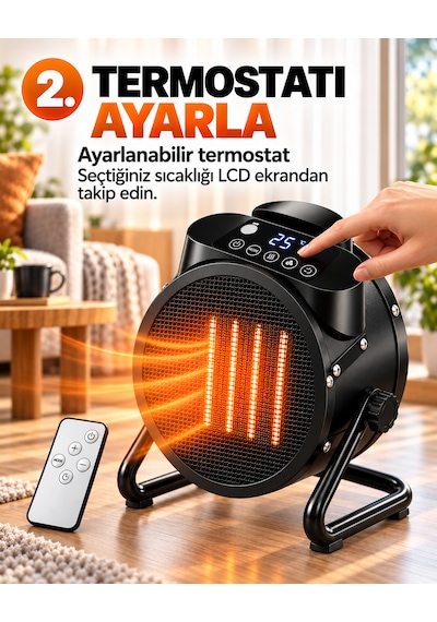 Ventus Ss20 3000w Dijital Ekran Uzaktan Kumandalı Elektrikli Fanlı Isıtıcı