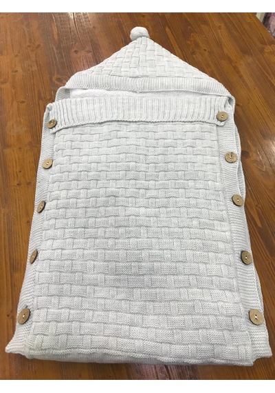 Bebek Örgü Desenli Unisex Welsoft Dış Kundak Açık Gri