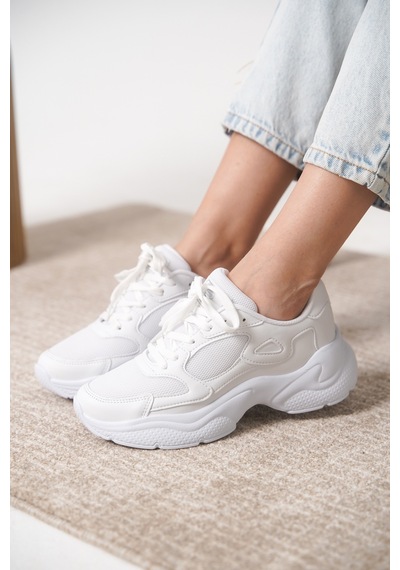 Daxtors Garantili D1152 Günlük Ortopedik Kadın Sneaker Spor Ayakkabı Beyaz