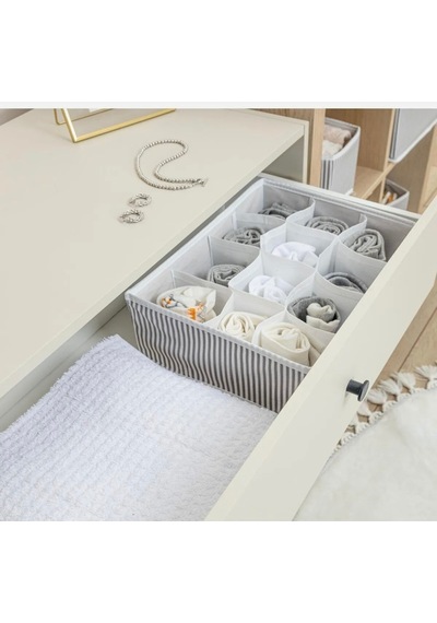 12 Bölmeli Çekmece Düzenleyici Kumaş 30 X 30 Gri Tr Diğer