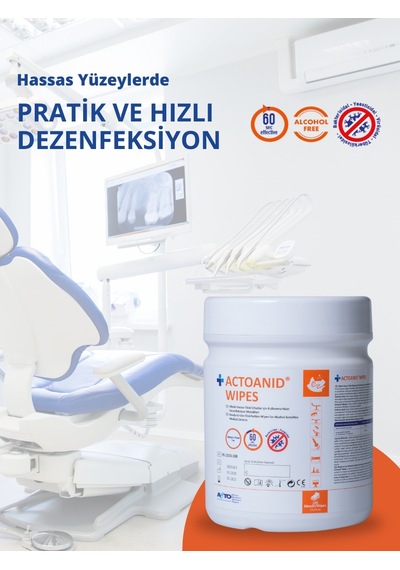 Acto Actoanıd Wıpes 100 Mendil Alkole Hassas Yüzeyler İçin Kullanım