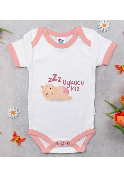 Bk Gift Bk Kids Uykucu Kız Tasarımlı Pembe Bebek Body Zıbın-1 0-3 Ay Sarı