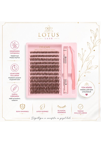 Exclusive Kahverengi Takma Kirpik Seti 240 Adet 8-16 Mm Mix Boy - Profesyonel Kirpik Cımbızı & Sihirli Eyeliner Yapıştırıcı Dahil