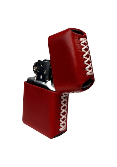 Handmade El Yapımı Hakiki Deri Zippo Modeli Çakmak Kırmızı