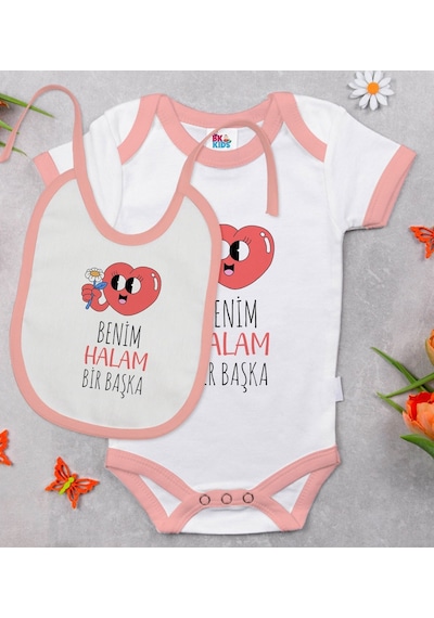 Bk Kids Benim Halam Bir Başka Tasarımlı Pembe Bebek Body Zıbın Ve Çok Renkli