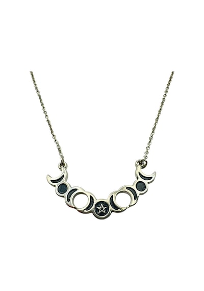 Üçlü Ay Tanrıçası Ve Güneş Pentagram Unisex Kolye 60 Cm Zincirli Mistisizm Tasarımı Çok renkli