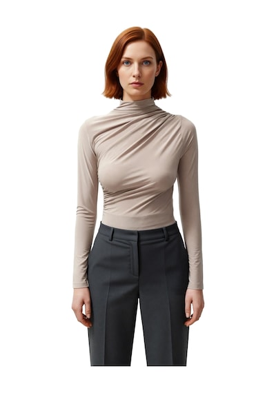 Ersefa Moda Kare Yaka Örme Slim Düz Desen Casual Günlük Crop Kısa Kol Bl Taş