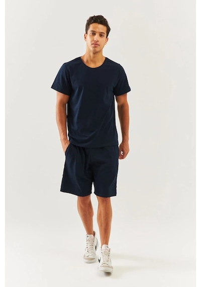 Erkek Oversize Rahat %100 Pamuklu Penye Bisiklet Yaka Kısa Kol Basic T-shirt Classic Collection Lacivert