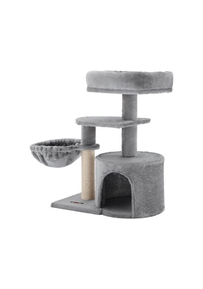 Ayrex Küçük Kedi Ağacı Tırmalama Direği Çok Katlı 68 Cm, Açık Gri