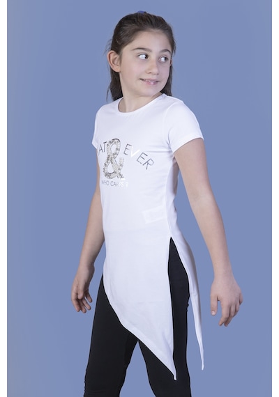 Toontoy Kids Toontoy Kız Çocuk T-shirt What Baskı Beyaz