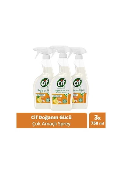 Cif Doğanın Gücü Yüzey Temizleyici Sprey Limon Karbonat 3 x 750 ML